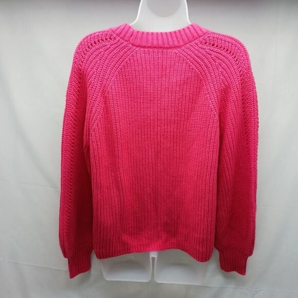 Madison Gray Women’s Pink 4 Button Cardigan Knit Balloon Sleeve V-Neck Size L - Picture 2 of 8